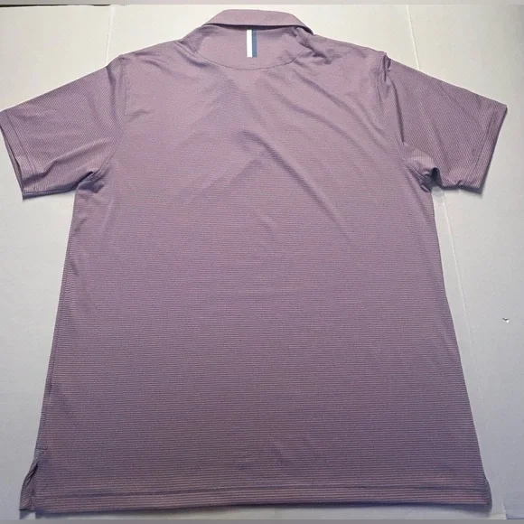 Rhoback Polo Shirt Mens XL Pink Blue Striped Short Sleeve Performance Golf - Picture 4 of 6